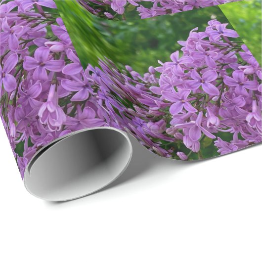 Paarse lilacs romantische elegante paarse foto van cadeaupapier (Rol Hoek)