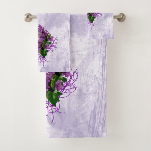 Paarse Lilacs Towel Set Bad Handdoek (Insitu)