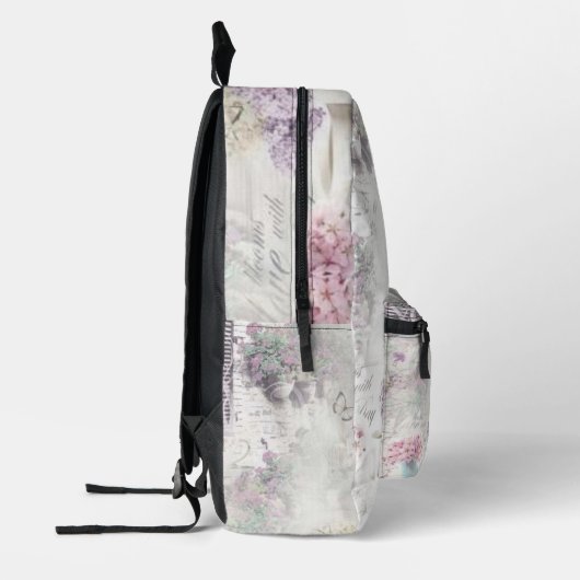 Paarse Lilacs Vaas Boeken European Street Bedrukte Rugzak (Links)