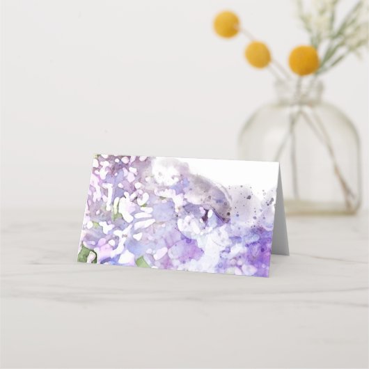 Paarse Lilacs Waterverf Wedding Charity Favors Plaatskaartje (Achterkant)