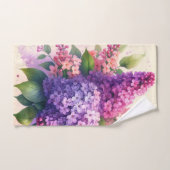 Paarse lila's Bloemen Monogram Handdoek Set (Handdoek)