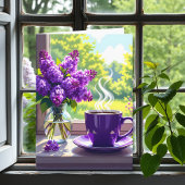 Paarse lila's en koffie Happy Birthday Niece Kaart