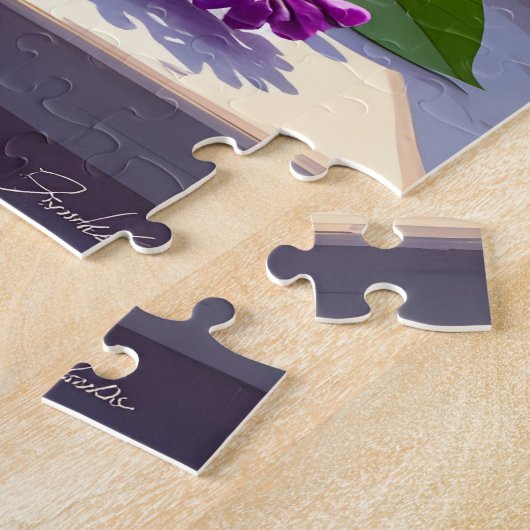  Paarse lila's en koffie Legpuzzel (Zijkant)