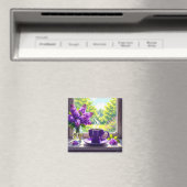  Paarse lila's en koffie Magneet (Insitu (Vaatwasser))