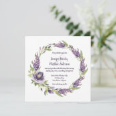 Paarse lila's en pioenen met groene krans | kaart (Staand voorkant)