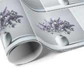 Paarse lila's en zilveren bladeren boeket cadeaupapier (Rol Hoek)