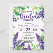 Paarse lila's met groene bladeren Vrijgezellenfees Kaart (Voorkant)