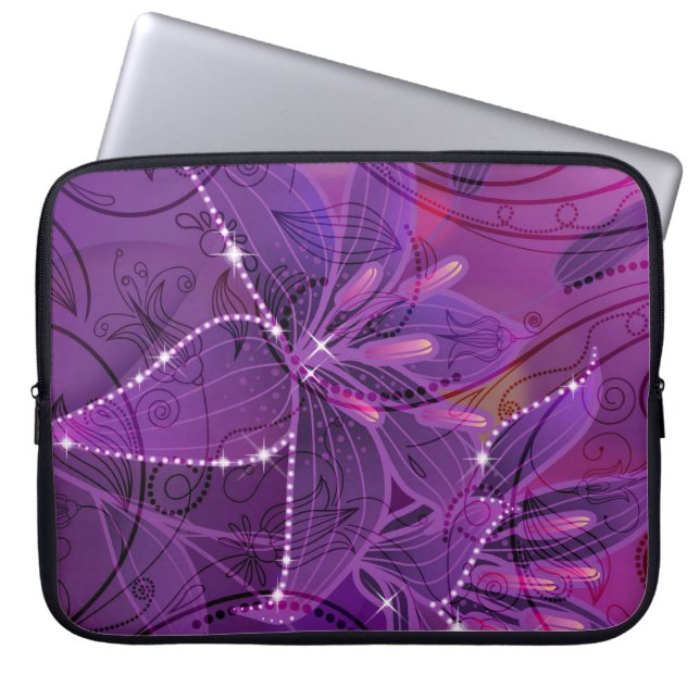 Paarse Lili & Sparkles Abstracte Vloer Laptop Sleeve (Voorkant)