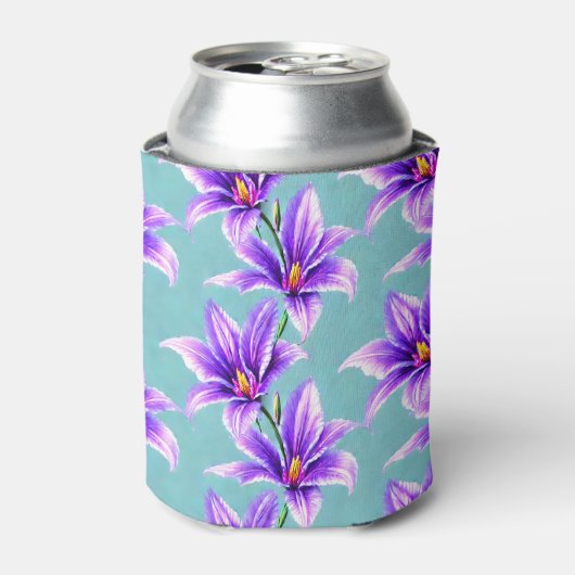 Paarse Lilly van het vallei Patroon Blikjeskoeler (Blikje Voorkant)