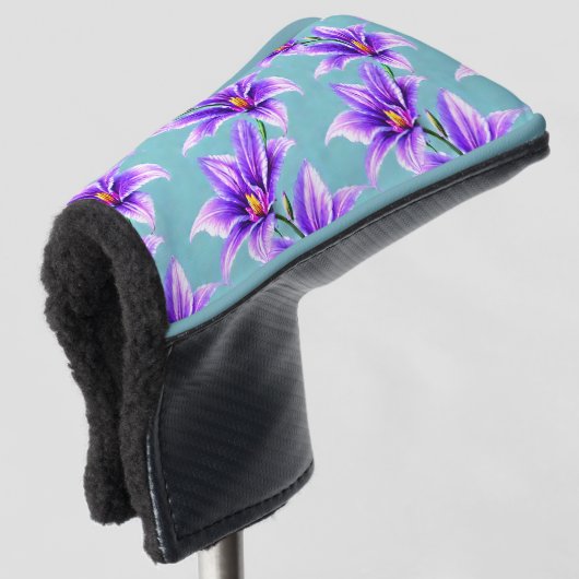 Paarse Lilly van het vallei Patroon Golfheadcover (3/4 voorkant)