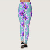 Paarse Lilly van het vallei Patroon Leggings (Achterkant)