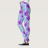 Paarse Lilly van het vallei Patroon Leggings (Links)