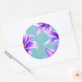 Paarse Lilly van het vallei Patroon Ronde Sticker (Envelop)