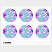 Paarse Lilly van het vallei Patroon Ronde Sticker (Vel)