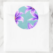 Paarse Lilly van het vallei Patroon Ronde Sticker (Tas)