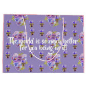 Paarse Lily floral Je bent erg geliefd bij Gift Ba Groot Cadeauzakje (Achterkant)