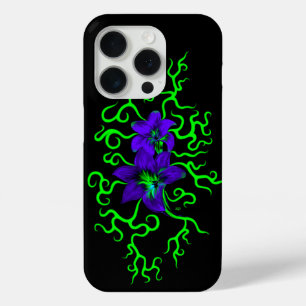 Paarse Lily Flower op zwart iPhone 15 Pro Case