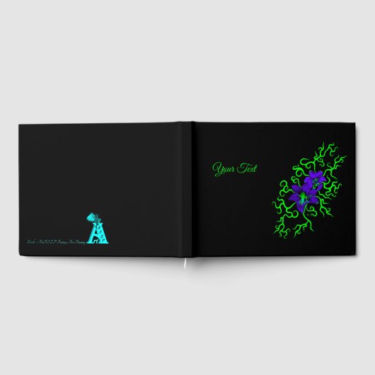 Paarse Lily Flower op zwart Gastenboek (Volledig)