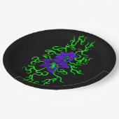 Paarse Lily Flower op zwart Papieren Bordje (Gekanteld)