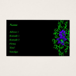 Paarse Lily Flower op zwart Visitekaartjes