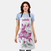 Paarse Lily Flowers gepersonaliseerd Schort (Gedragen)