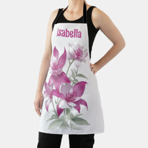 Paarse Lily Flowers gepersonaliseerd Schort