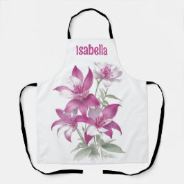 Paarse Lily Flowers gepersonaliseerd Schort