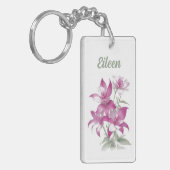 Paarse Lily Flowers gepersonaliseerd Sleutelhanger (Voorkant Links)