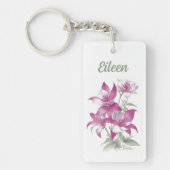 Paarse Lily Flowers gepersonaliseerd Sleutelhanger (Voorkant)