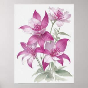 Paarse Lily Flowers Poster