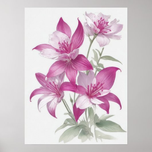 Paarse Lily Flowers Poster (Voorkant)