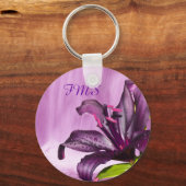 Paarse Lily met Waterfall Sleutelhanger (Voorkant)