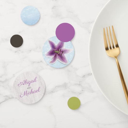  Paarse Lily Persoonlijke Confetti (Groep)