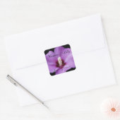 Paarse Lily Up Close Personalized Wedding Vierkante Sticker (Envelop)