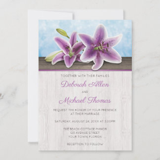 Paarse Lily Wedding-uitnodigingen Kaart