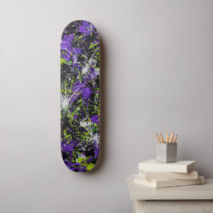 Paarse Lime Neon Graffiti Abstracte Kunst Persoonlijk Skateboard
