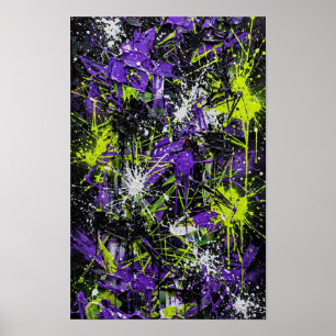 Paarse Lime Neon Graffiti Abstracte Kunstprint Poster