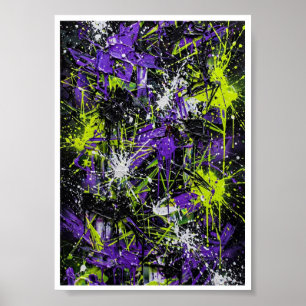 Paarse Lime Neon Graffiti Abstracte Kunstprint Poster