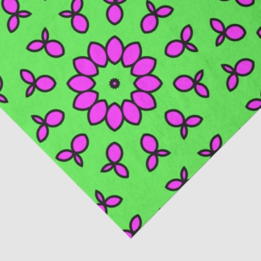 Paarse & limoengroene bloemendecoupage Tissuepapier (Detail)