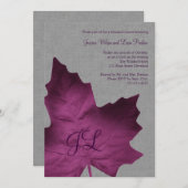 Paarse Linen Monogrammed Rehearsal Dinner Invite Kaart (Voorkant / Achterkant)