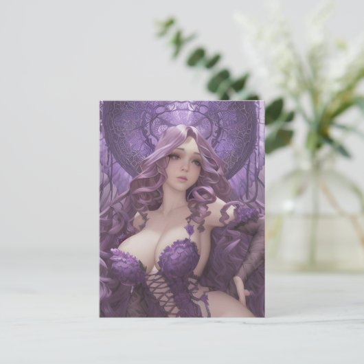 Paarse lingerie briefkaart (Staand voorkant)