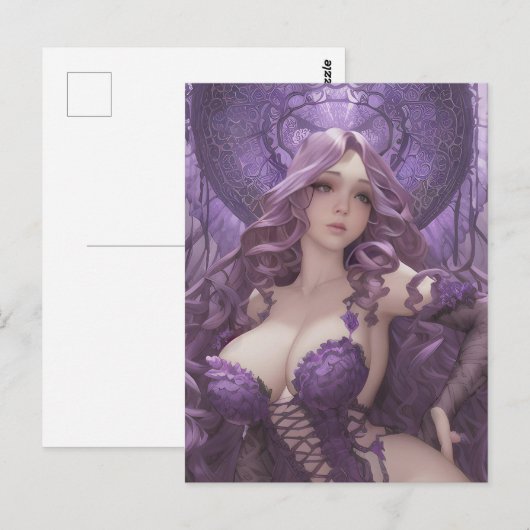 Paarse lingerie briefkaart (Voorkant / Achterkant)