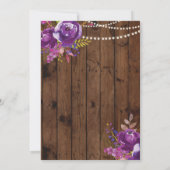 Paarse Lingerie Douche Bachelorette Hout Uitnodige Kaart (Achterkant)