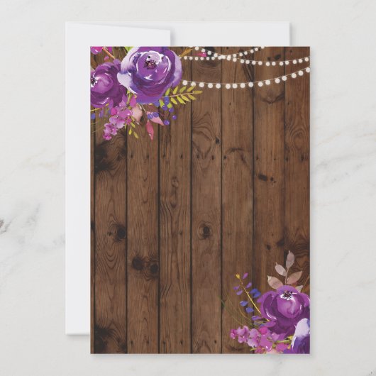 Paarse Lingerie Douche Bachelorette Hout Uitnodige Kaart (Achterkant)