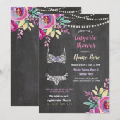 Paarse Lingerie Douche Bow Panties BH Uitnodigen Kaart (Voorkant / Achterkant)