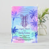 Paarse lingerie douche. Tropische bruidspartij Kaart (Staand voorkant)