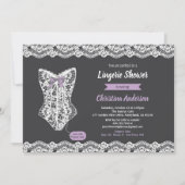 Paarse lingerie douche uitnodiging schoolbord kant (Voorkant)