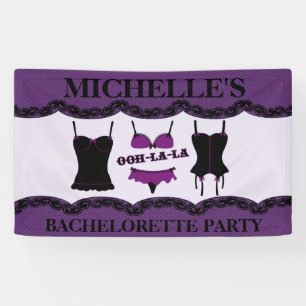 Paarse lingerie, vrijgezellenfeest spandoek