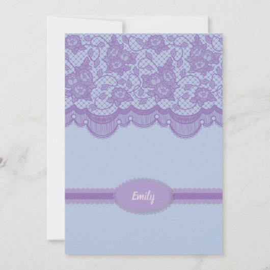Paarse lingeriedouche. Elegant bruidsfeest Kaart (Achterkant)
