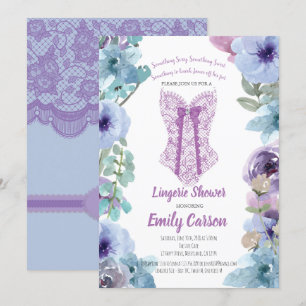 Paarse lingeriedouche. Elegant bruidsfeest Kaart
